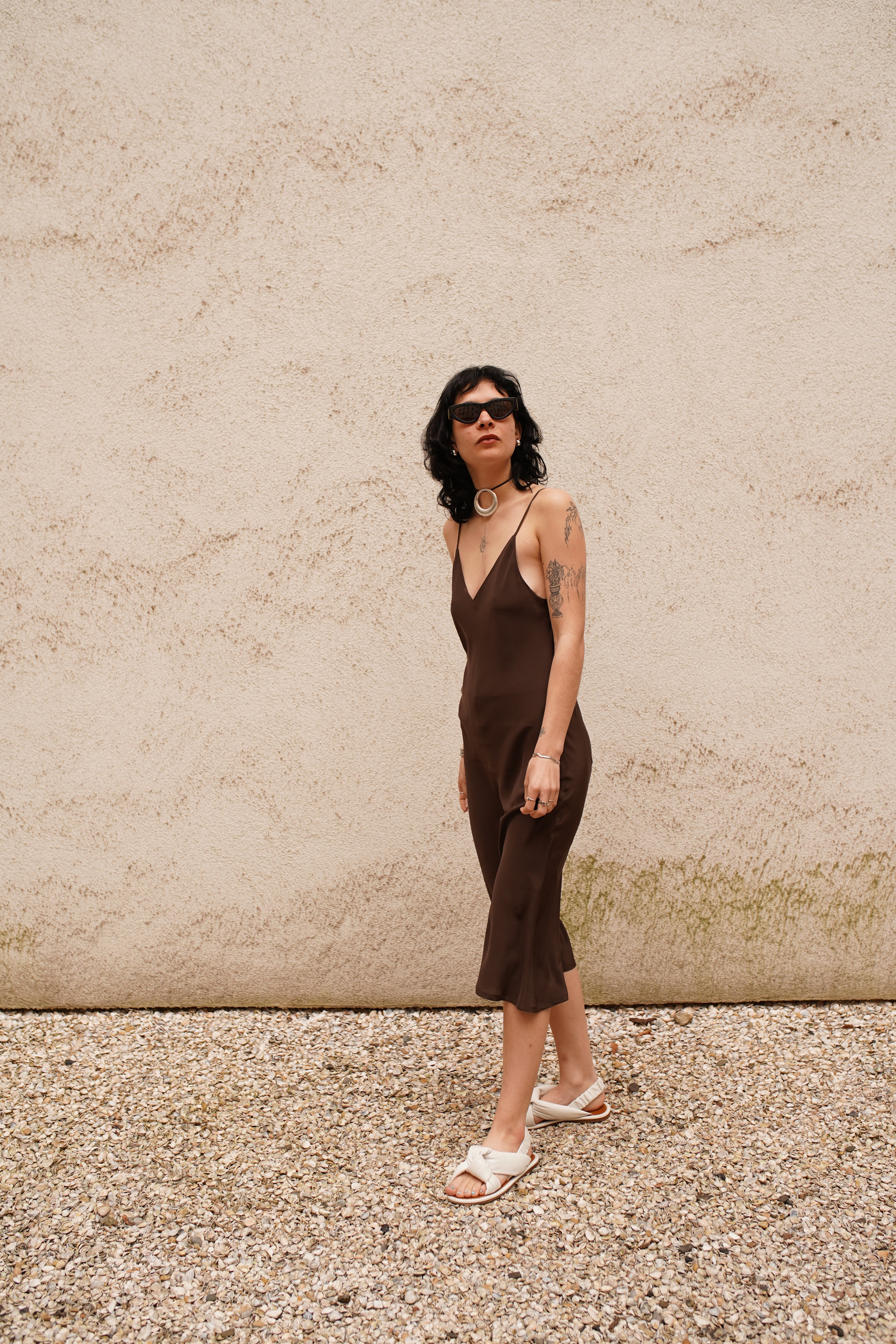 Selene Simple Slipdress - Mocca Silk