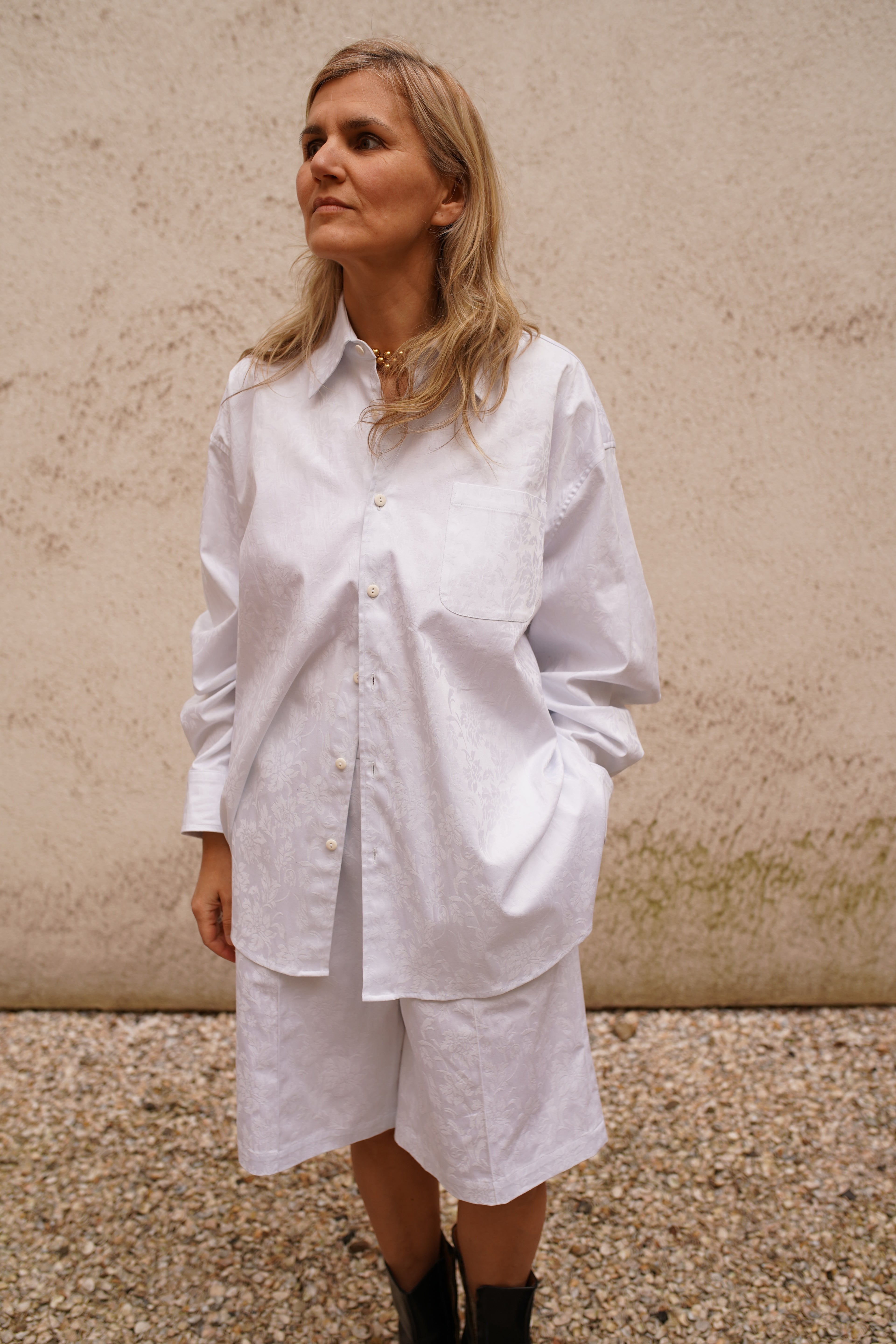 Narcissus Shirt - White Jacquard