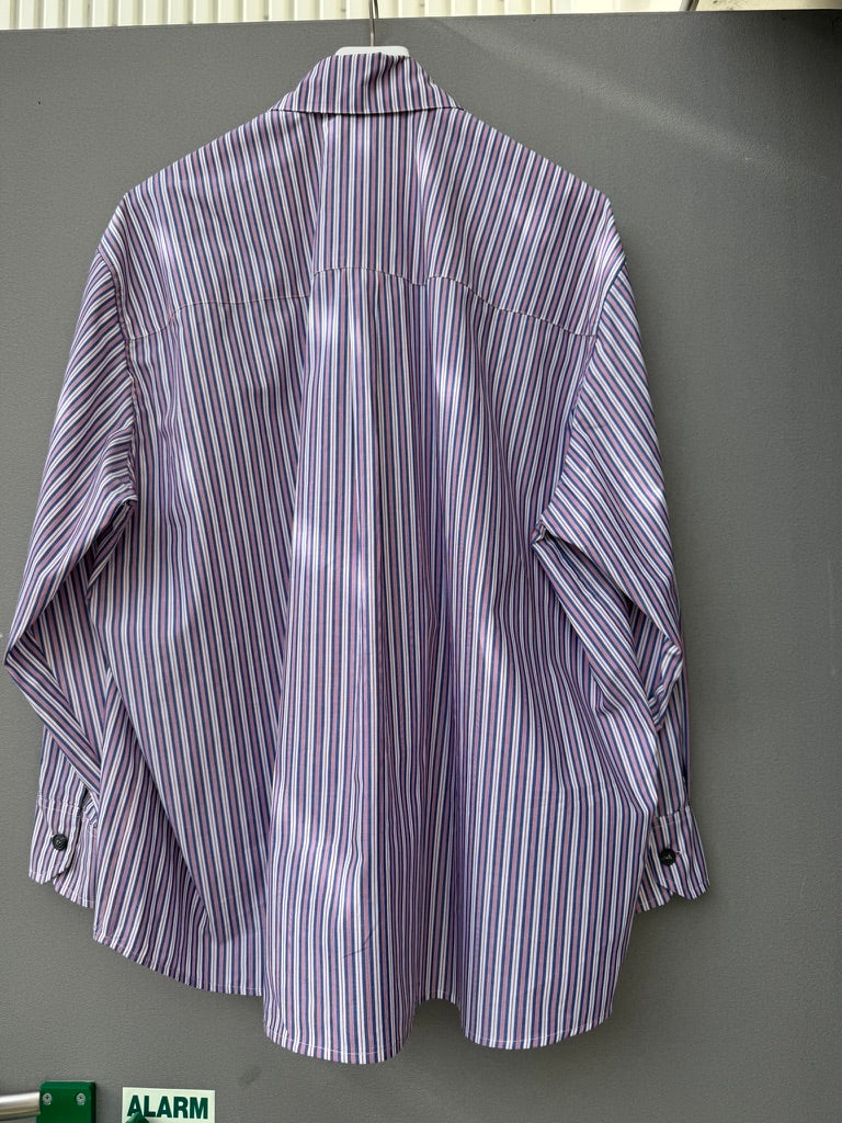 Narcissus Shirt - blue red white striped cotton