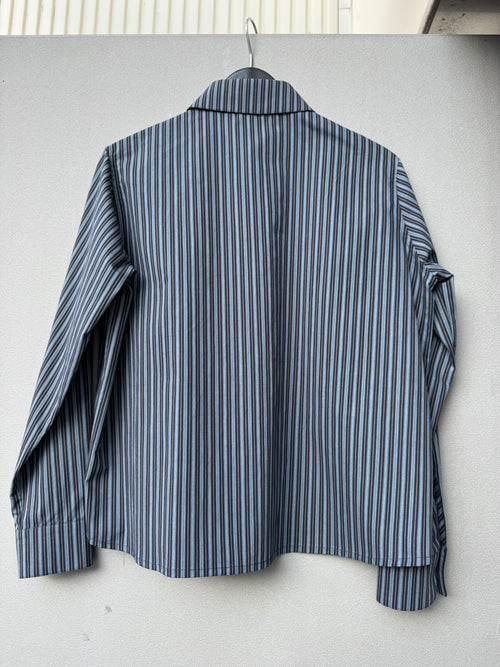 Amore Blouse - navy brown ocker striped