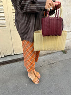 Veronika Skirt - orange ochre checker pattern