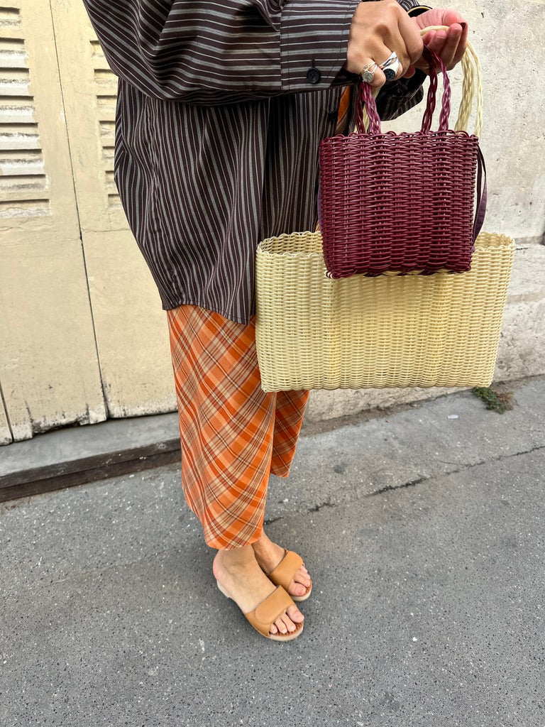 Veronika Skirt - orange ochre checker pattern