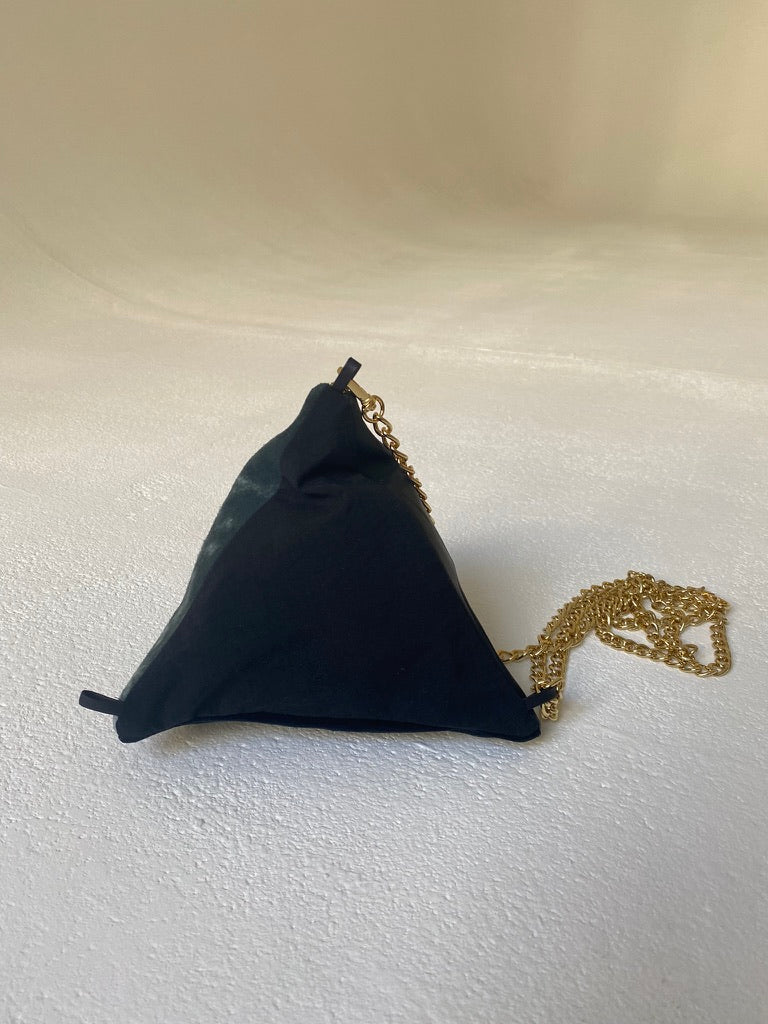 Pyramide Bag - upcycled black leather