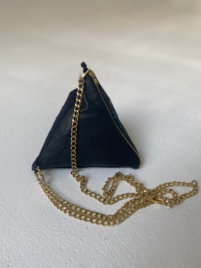 Pyramide Bag - upcycled black leather