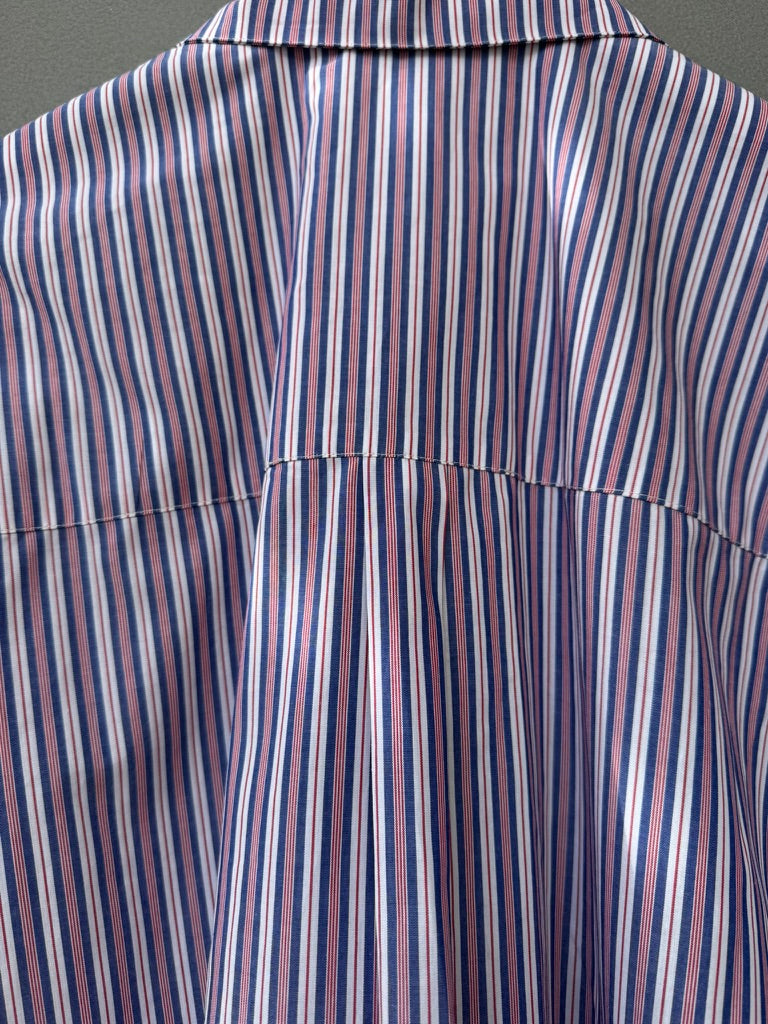 Narcissus Shirt - blue red white striped cotton