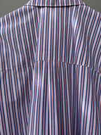 Narcissus Shirt - blue red white striped cotton