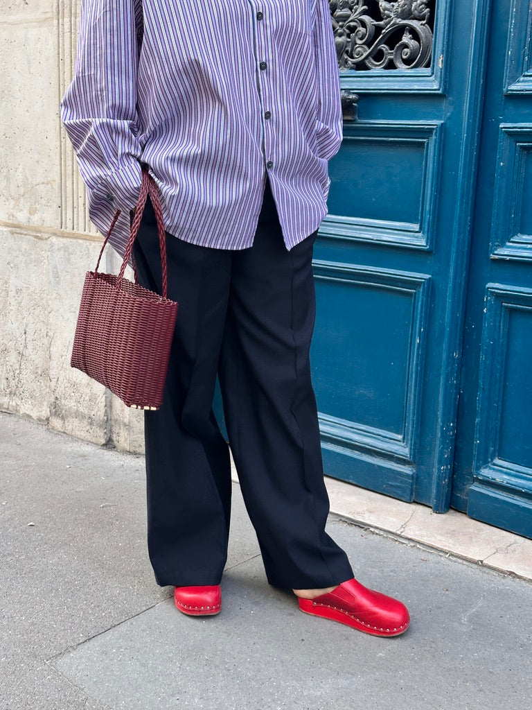 Narcissus Shirt - blue red white striped cotton