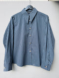 Amore Blouse - navy brown ocker striped