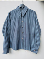Amore Blouse - navy brown ocker striped