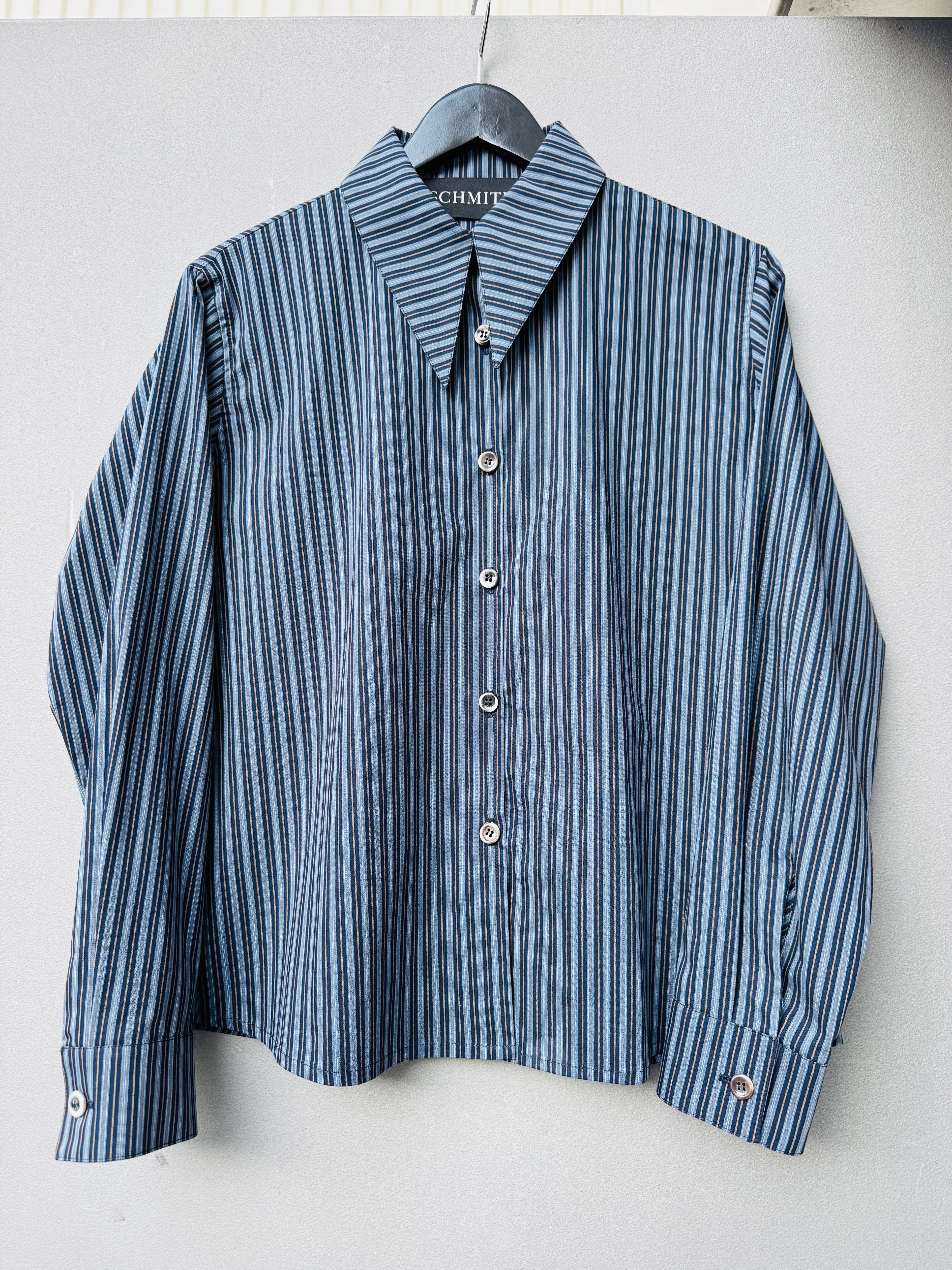 Amore Blouse - navy brown ocker striped