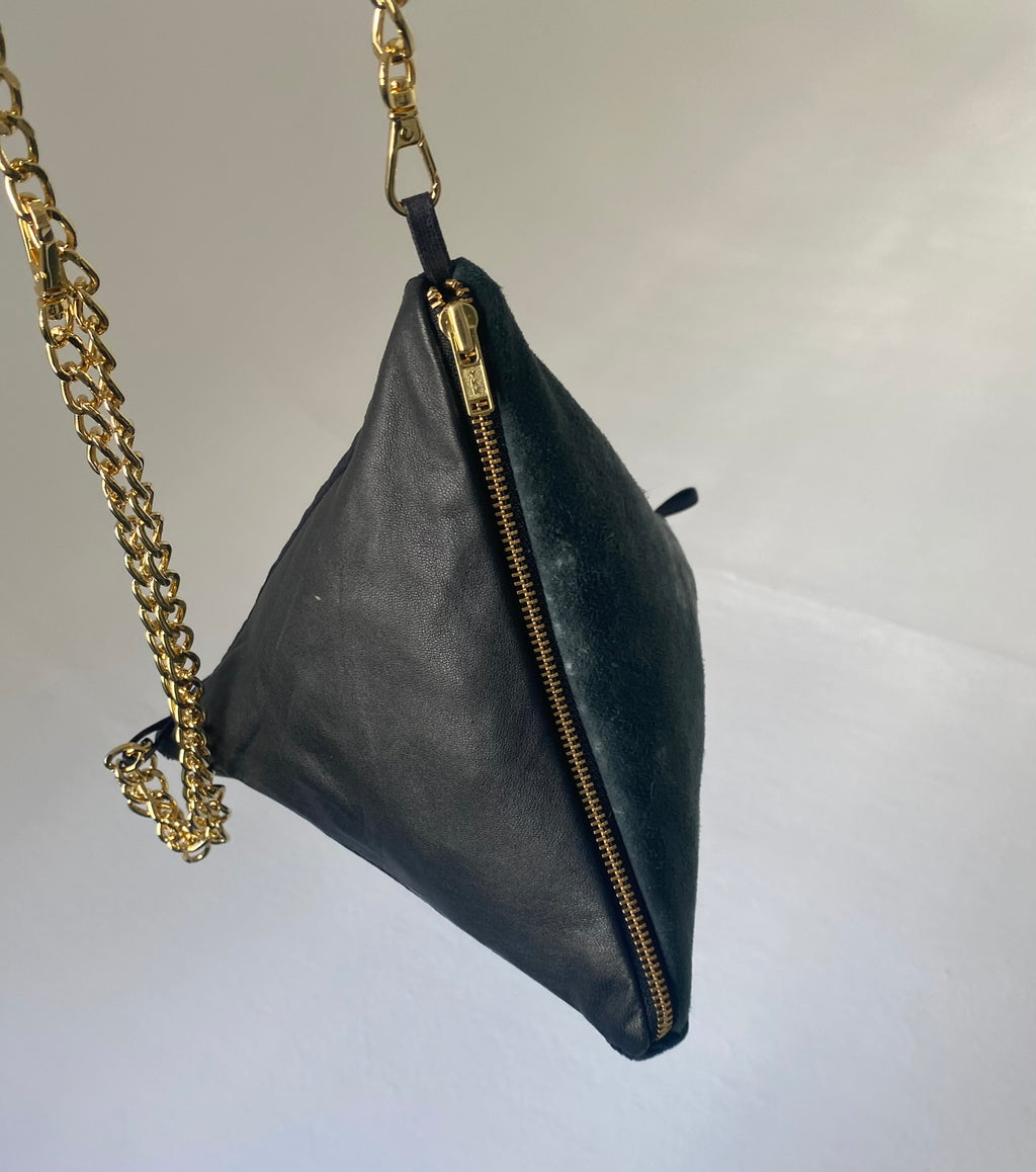 Pyramide Bag - upcycled black leather
