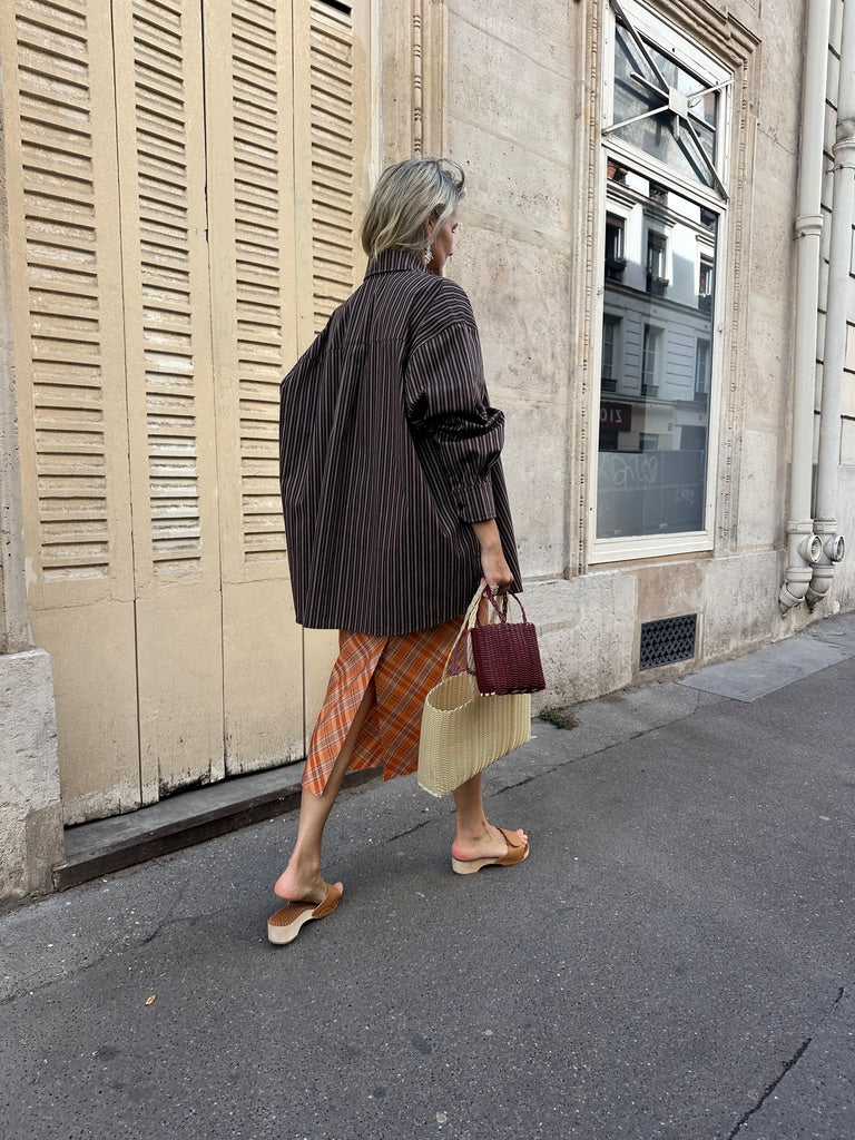 Veronika Skirt - orange ochre checker pattern