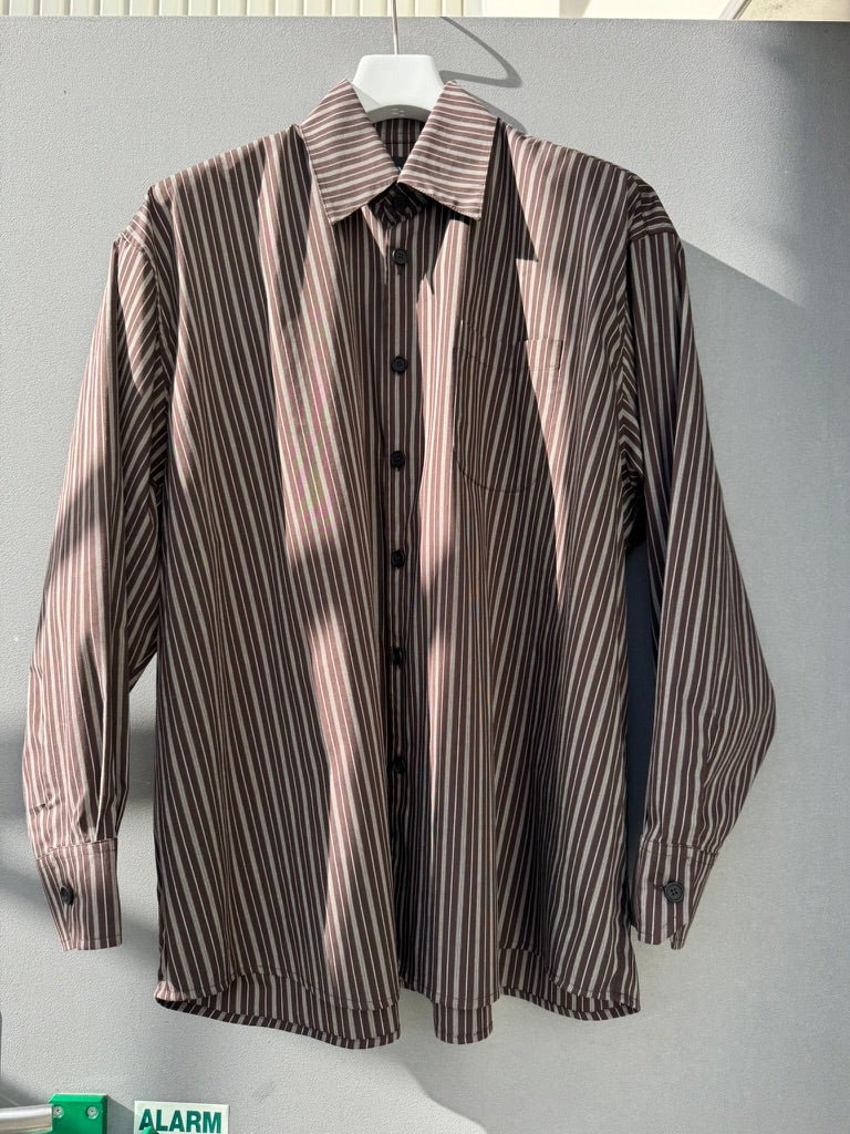 Narcissus Shirt - brown striped cotton