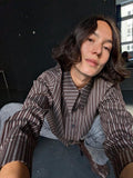 Amore Blouse - brown striped