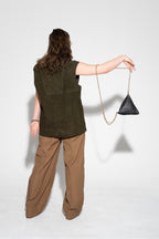 Pyramide Bag - upcycled black leather