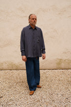Narcissus Shirt - dots at night blue sky silk