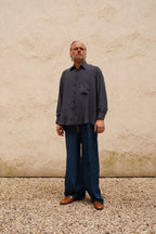 Narcissus Shirt - dots at night blue sky silk