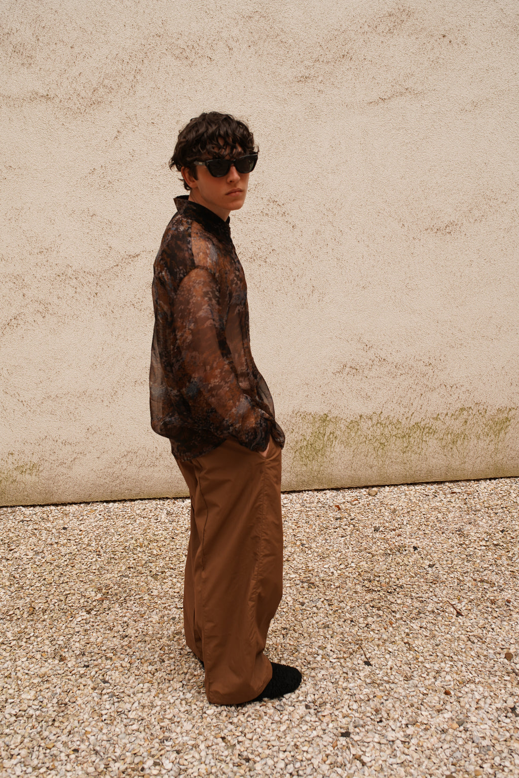 Narcissus Shirt - flower garden at night - silk chiffon
