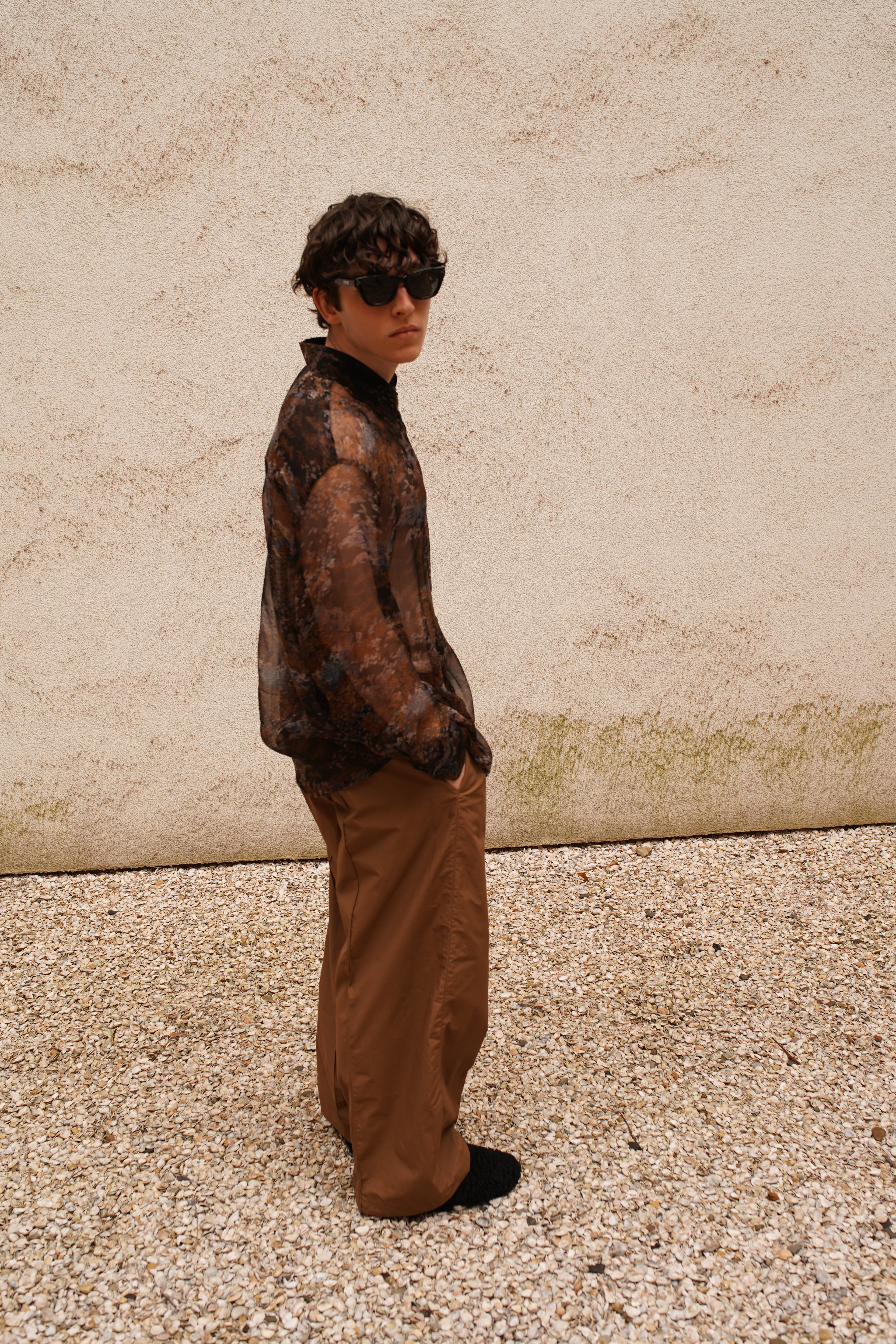 Narcissus Shirt - flower garden at night - silk chiffon
