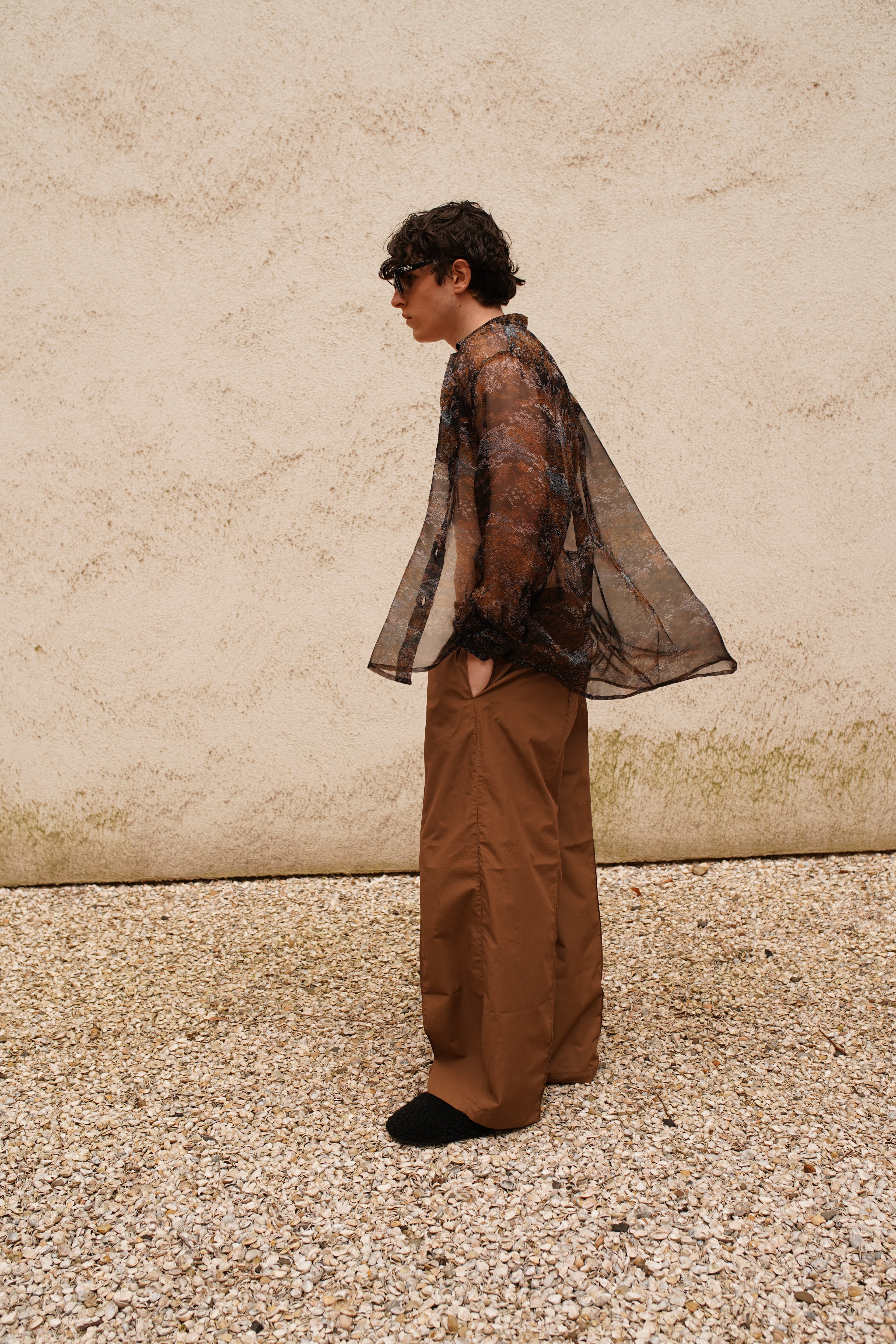 Narcissus Shirt - flower garden at night - silk chiffon