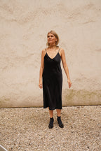 Selene Simple Slipdress - Black Silk