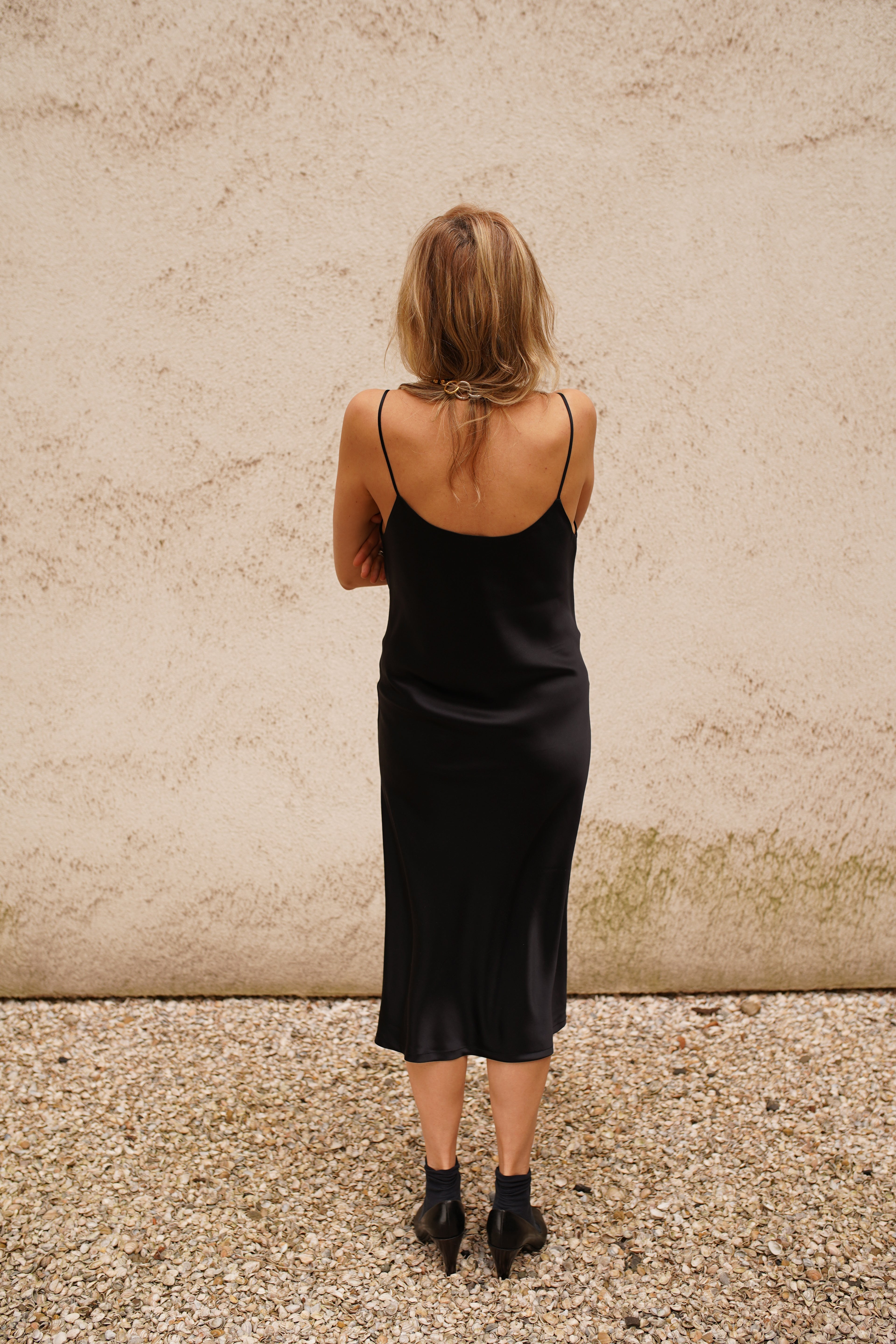 Selene Simple Slipdress - Black Silk