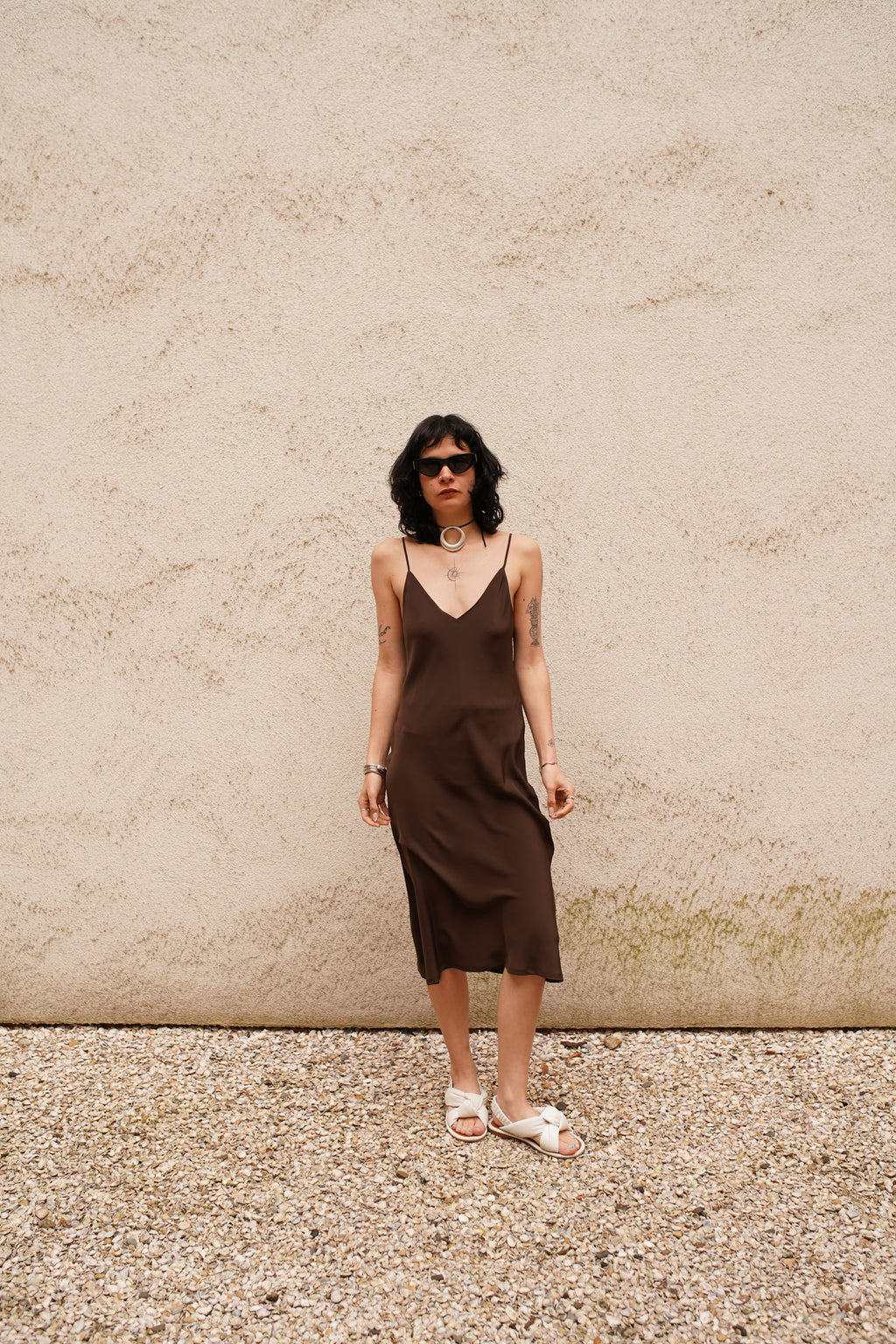 Selene Simple Slipdress - Mocca Silk