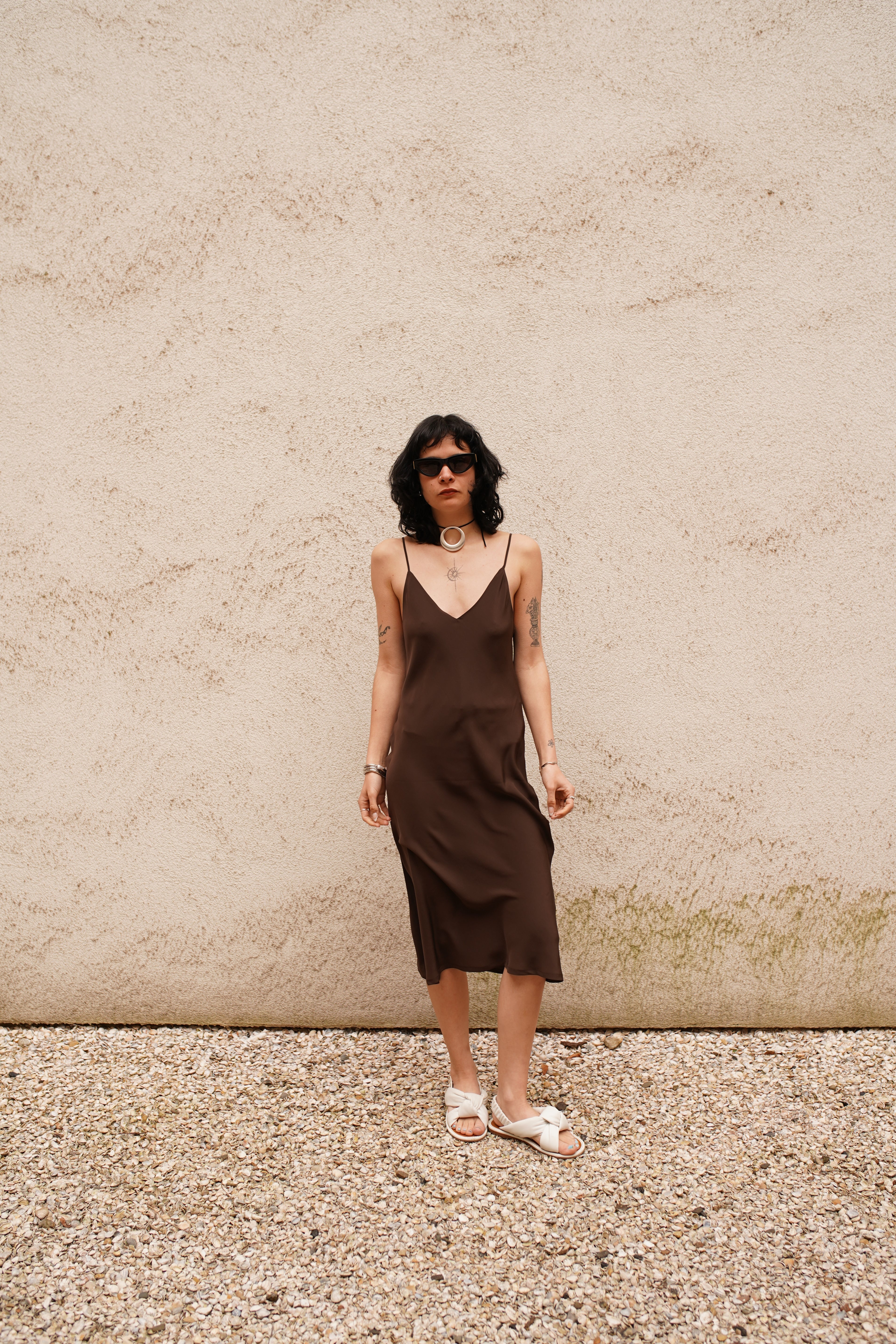 Selene Simple Slipdress - Mocca Silk
