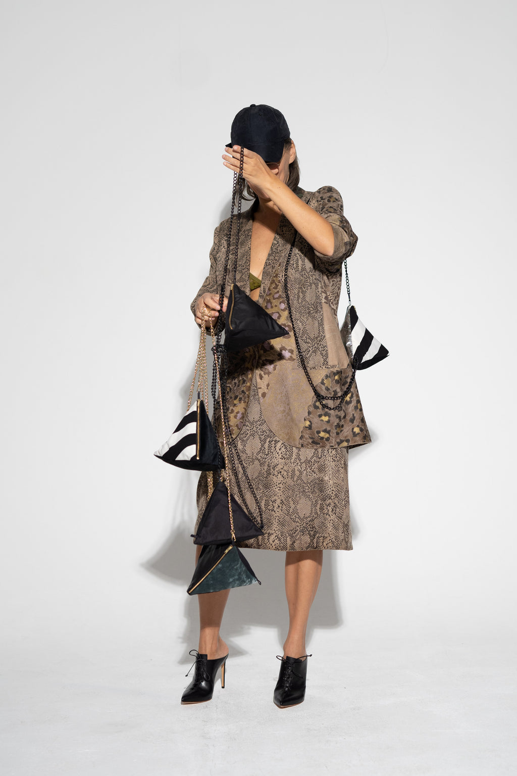 Pyramide Bag - upcycled black leather